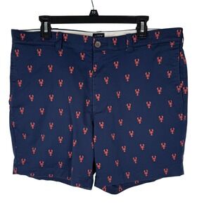 J.Crew Mens 36 Lobster Embroidered Chino Shorts 7 Inch Navy Blue Red